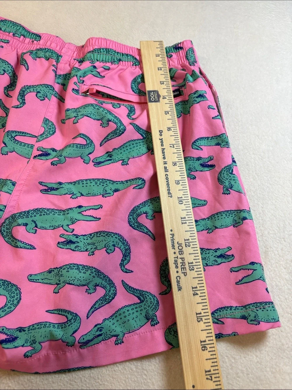 chubbies Pink Swim Trunks with Green Alligator Print